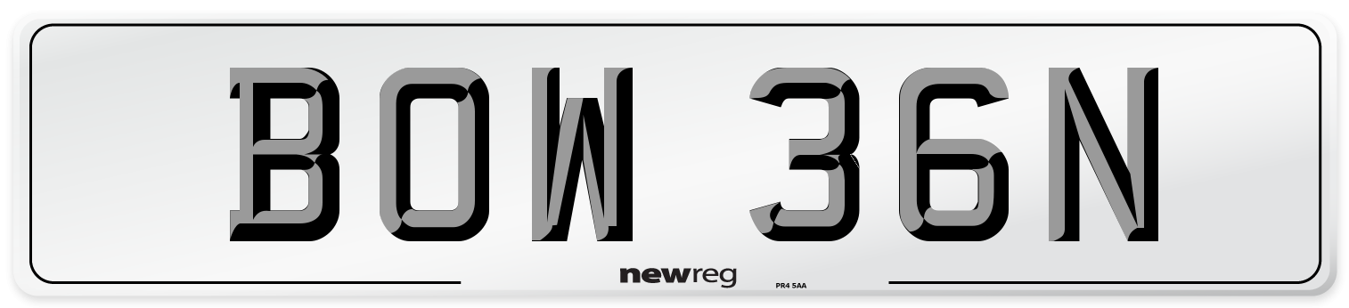 BOW 36N Number Plate from New Reg